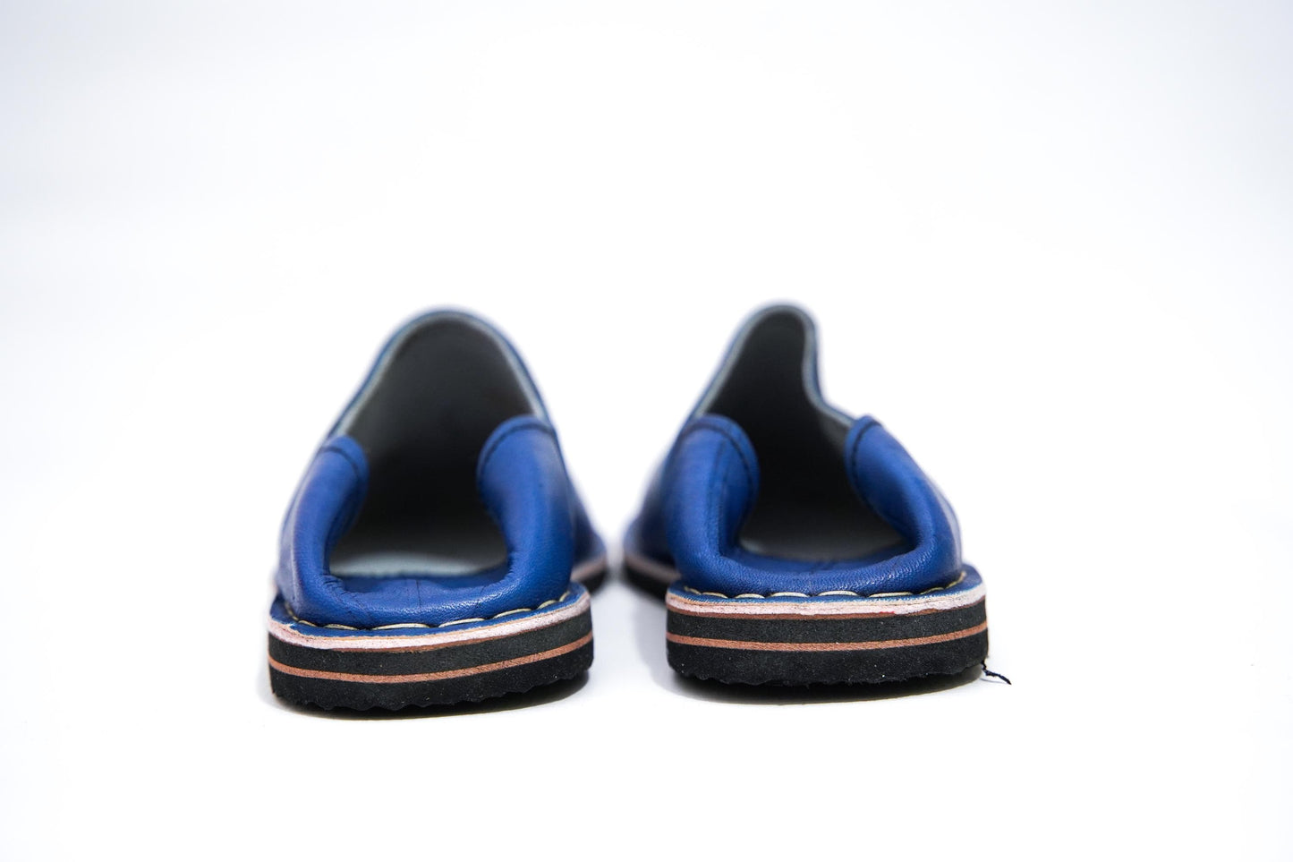 Handmade Moroccan Babouche Leather Slippers for Men, Organic Sheepskin Slip-Ons – Stylish Blue House Shoes