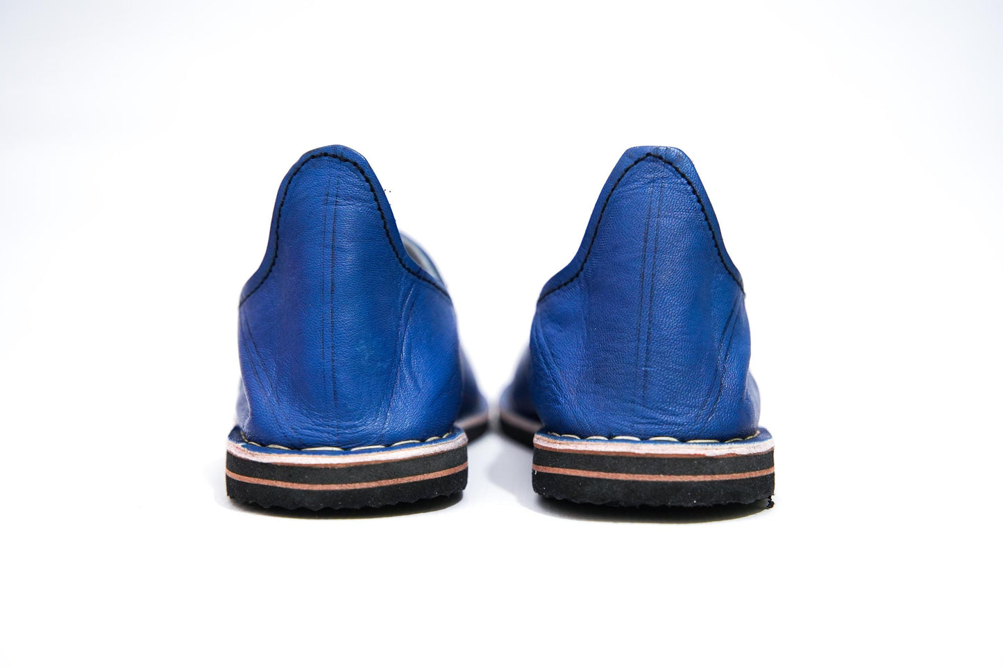 Handmade Moroccan Babouche Leather Slippers for Men, Organic Sheepskin Slip-Ons – Stylish Blue House Shoes