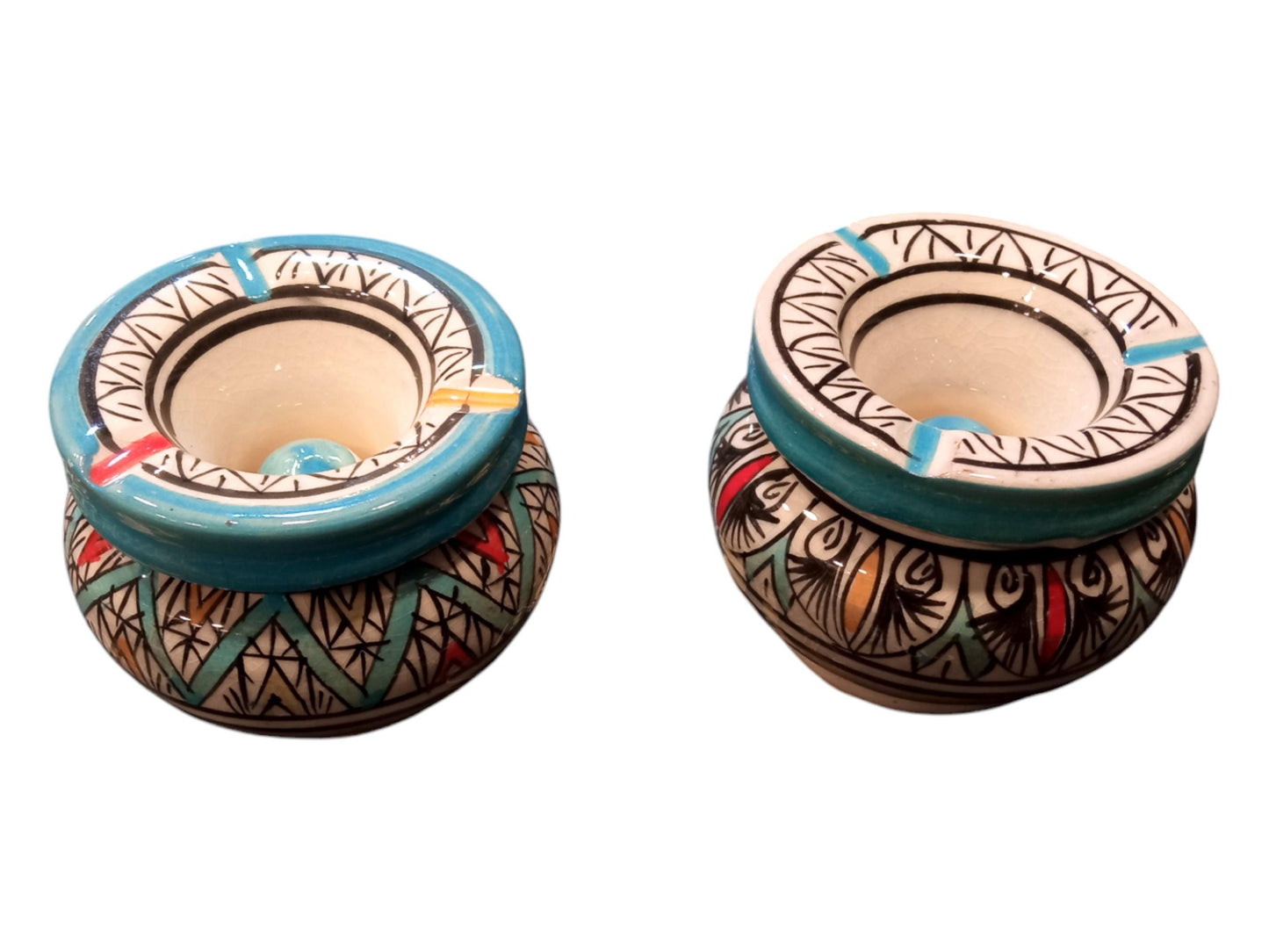 Set of 2 Handmade Moroccan Pottery Ashtrays – Decorative and Functional