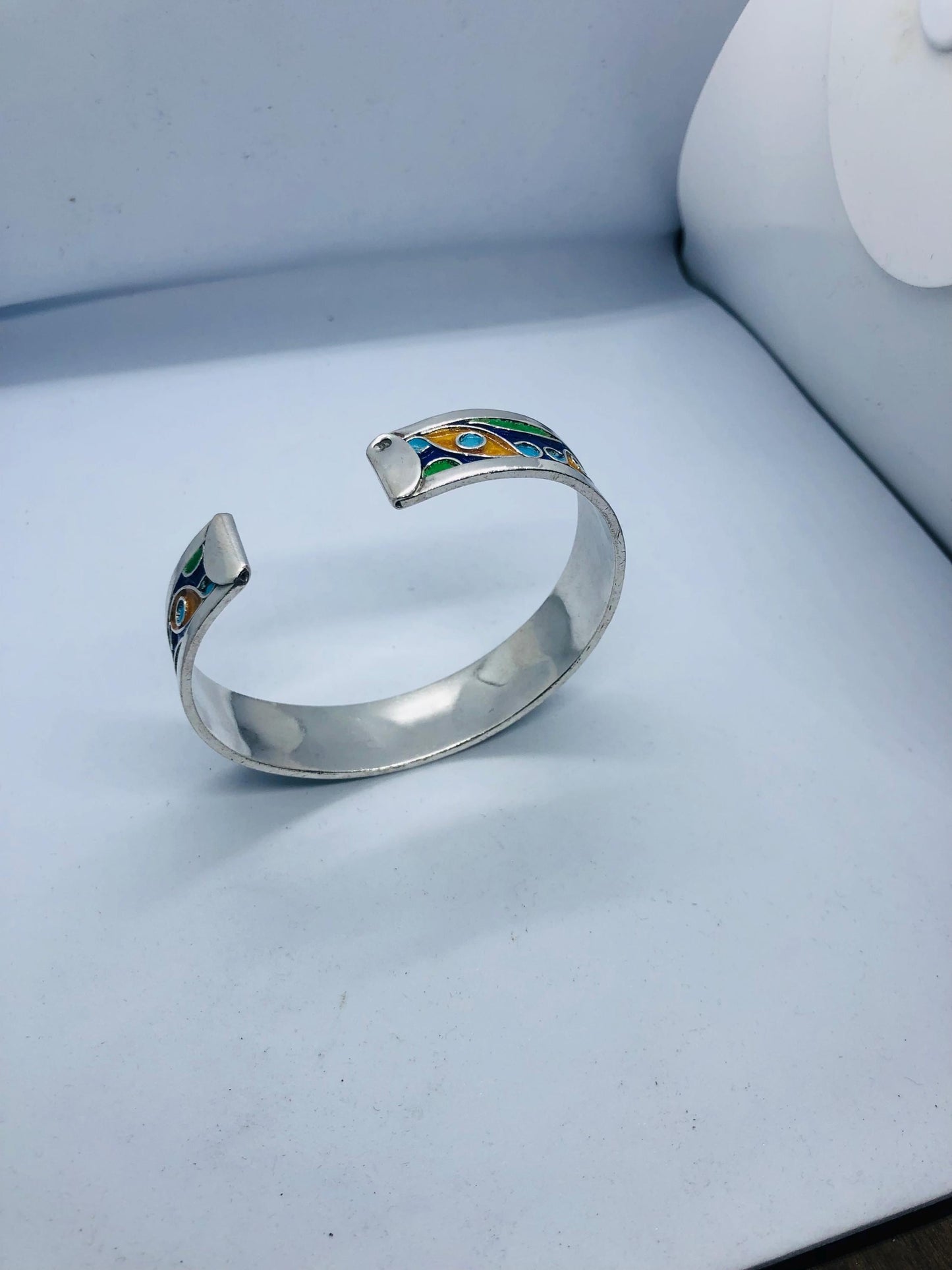 Enameled Silver Bracelet, Handmade Bracelet, Moroccan Berber Bracelet, Modern Bracelet, Traditional Bracelet, Handmade Tuareg Jewelry