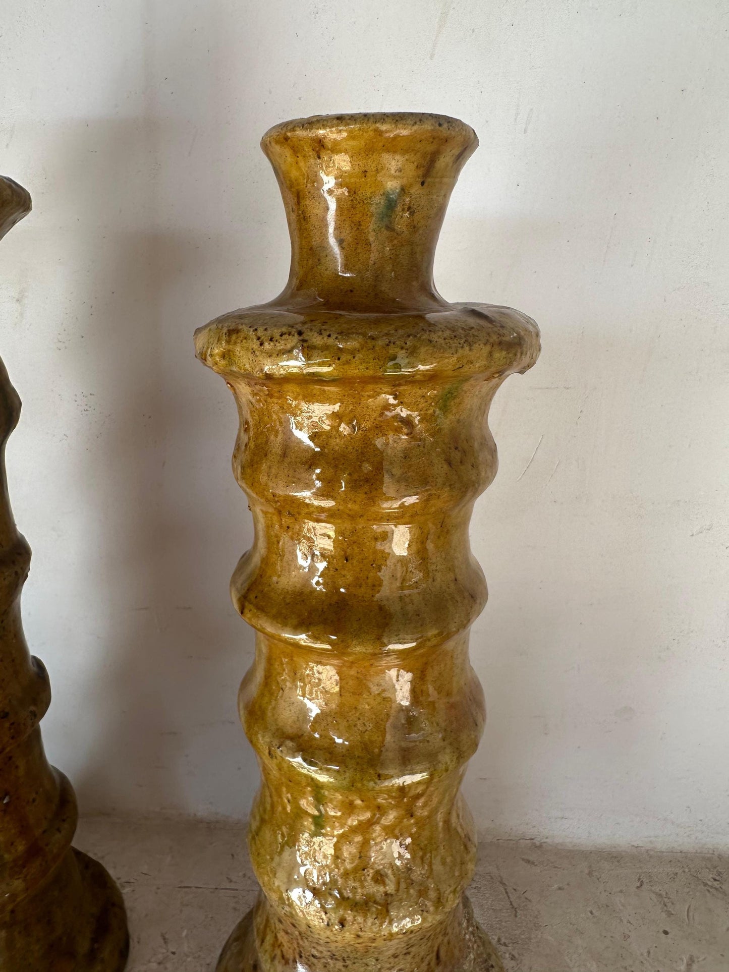 Yellow Tamegroute Candle Holder, Handmade Candle