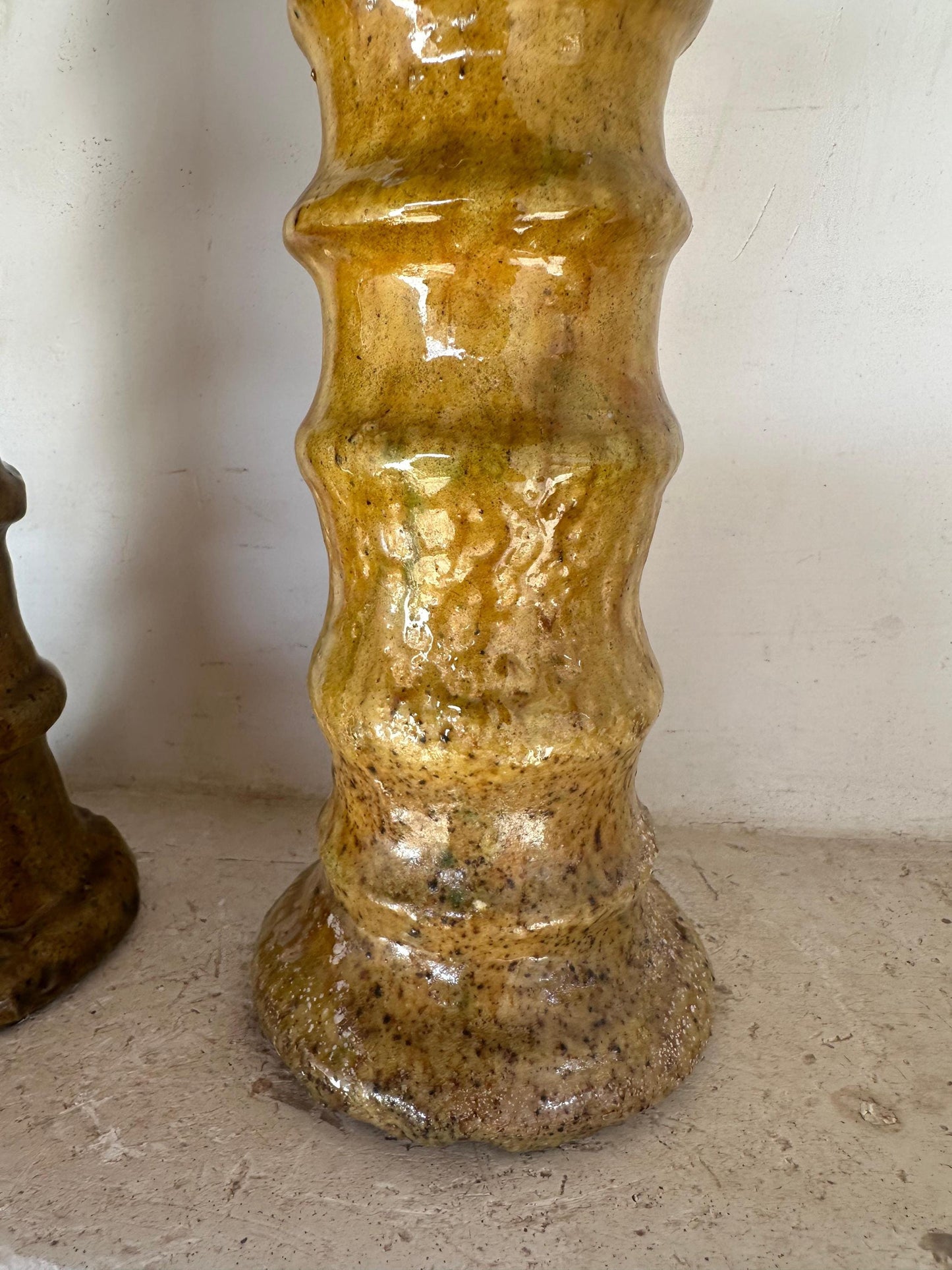 Yellow Tamegroute Candle Holder, Handmade Candle