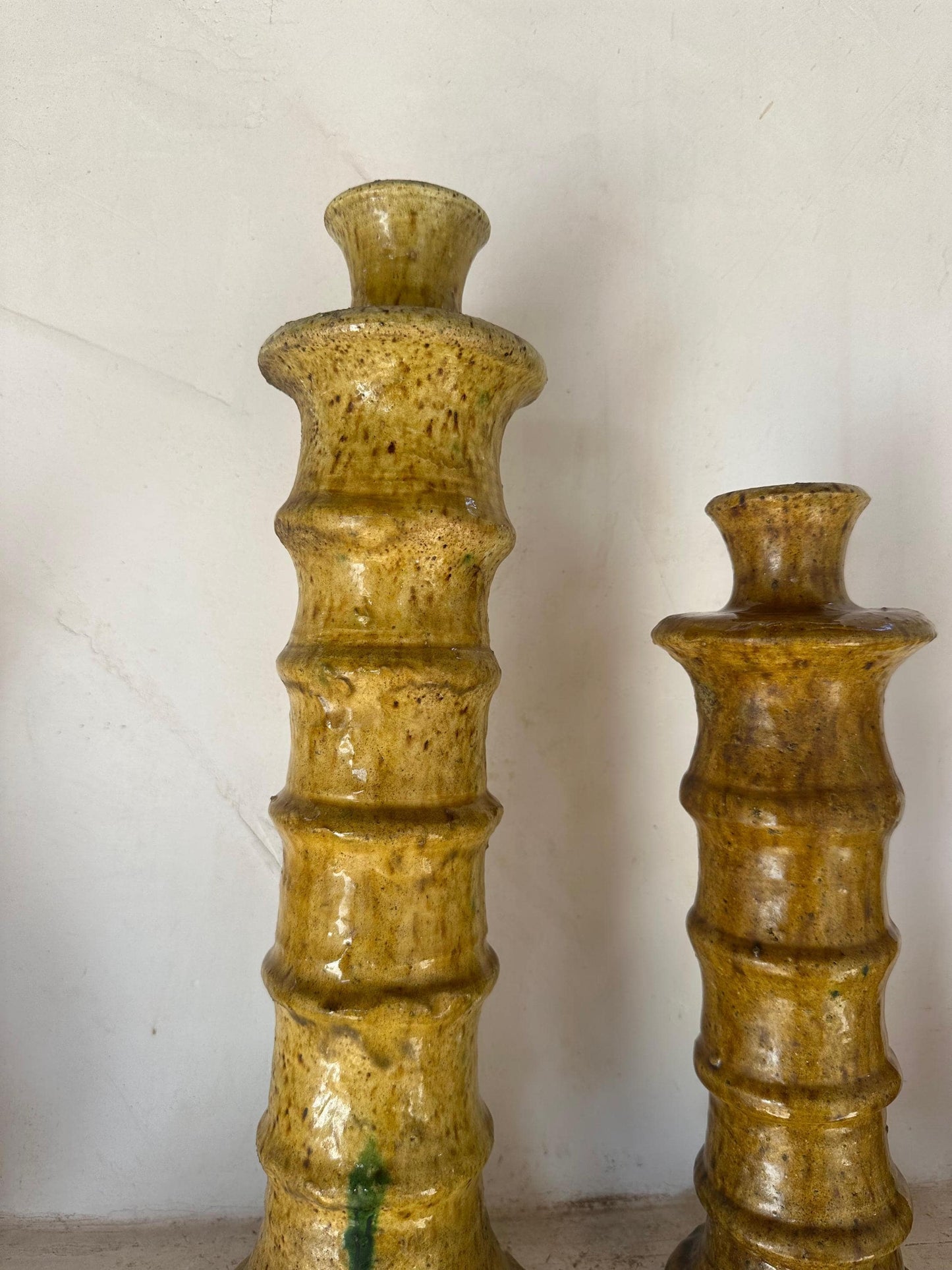 Yellow Tamegroute Candle Holder, Handmade Candle
