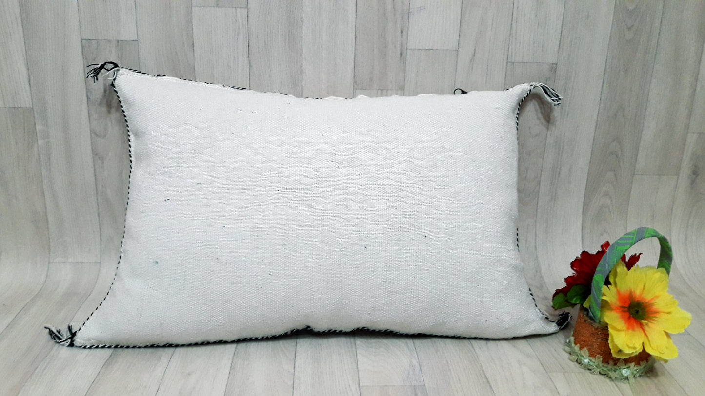 White Cactus Silk Pillow Cover, Moroccan Sabra Cushion Cover , Morocco Handmade Pillow, Sabra Cactus Silk Cushion,Home Decor