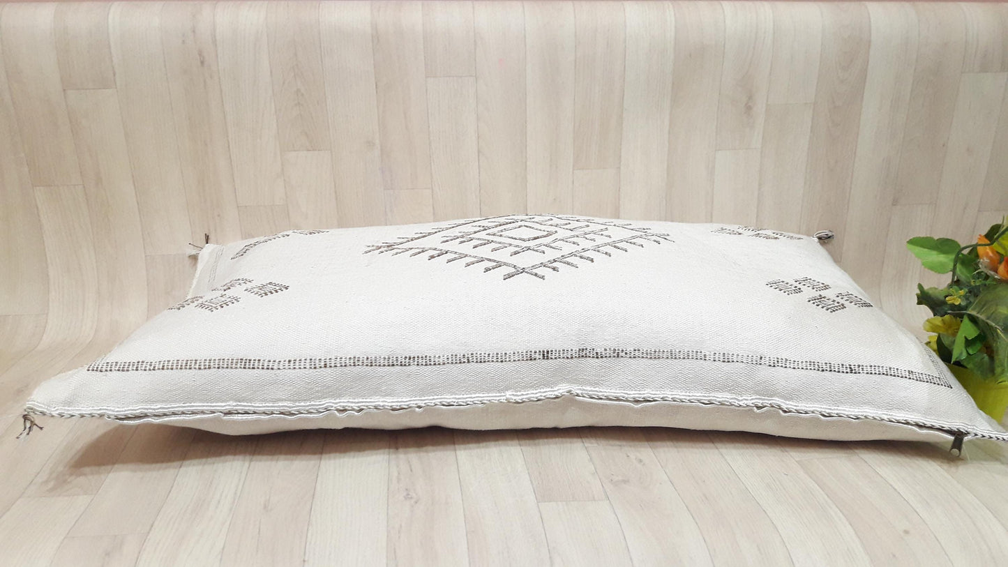 Cactus Silk Pillow Cover, Moroccan Boho Throw Pillow ,Hand Woven Berber Pillow, Sabra Cactus Silk Cushion Cover,Pillow,Cushion