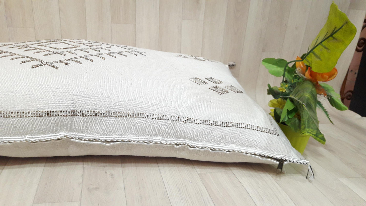 Cactus Silk Pillow Cover, Moroccan Boho Throw Pillow ,Hand Woven Berber Pillow, Sabra Cactus Silk Cushion Cover,Pillow,Cushion