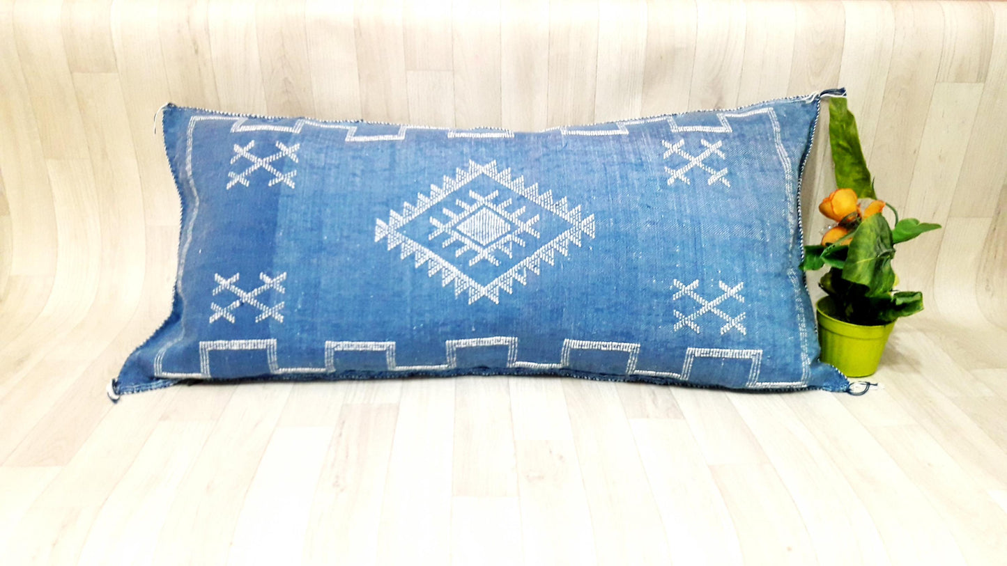 Cactus Silk Pillow Cover, Moroccan Boho Throw Pillow ,Hand Woven Berber Pillow, Sabra Cactus Silk Cushion Cover,Pillow,Cushion