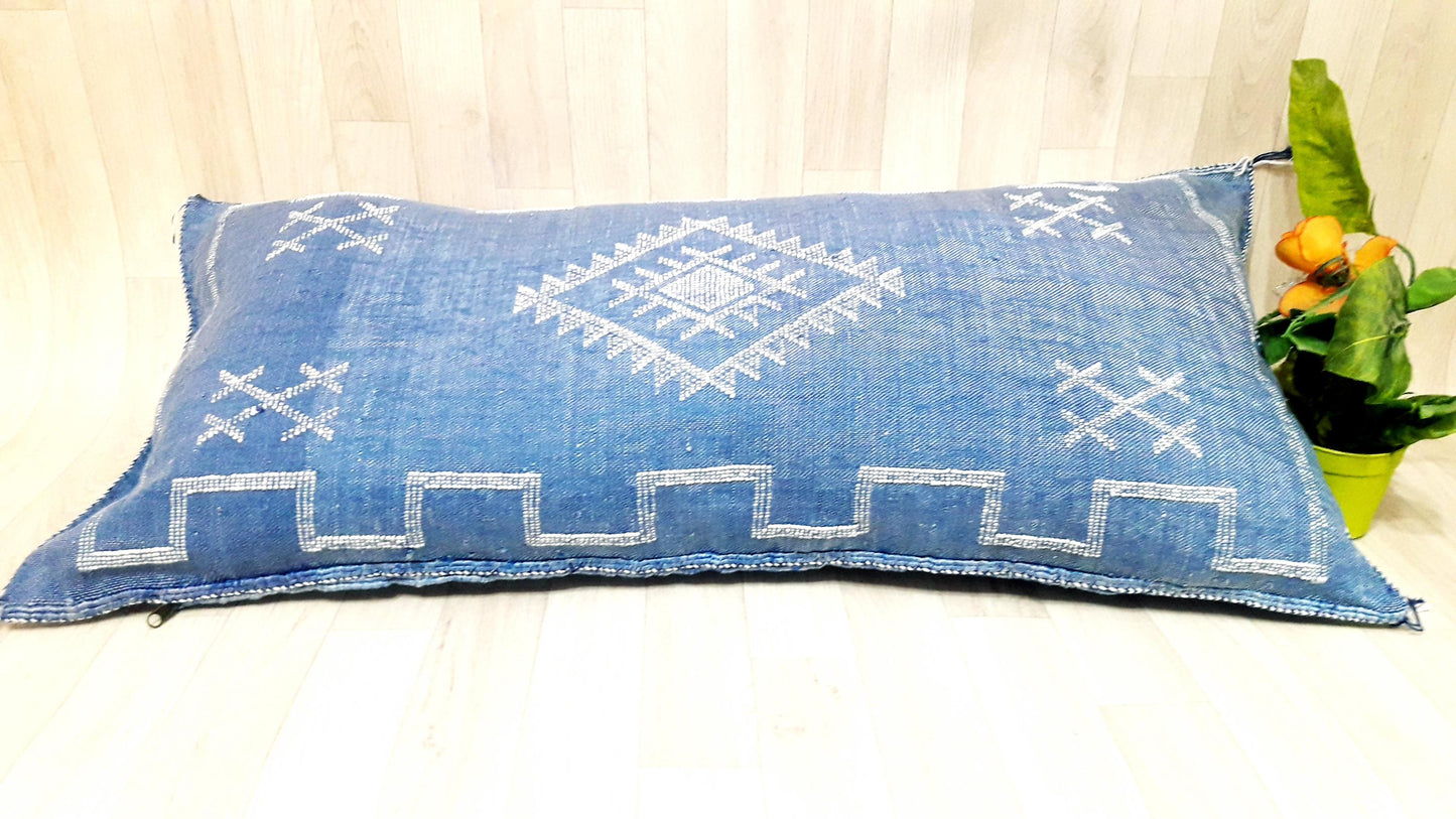 Cactus Silk Pillow Cover, Moroccan Boho Throw Pillow ,Hand Woven Berber Pillow, Sabra Cactus Silk Cushion Cover,Pillow,Cushion