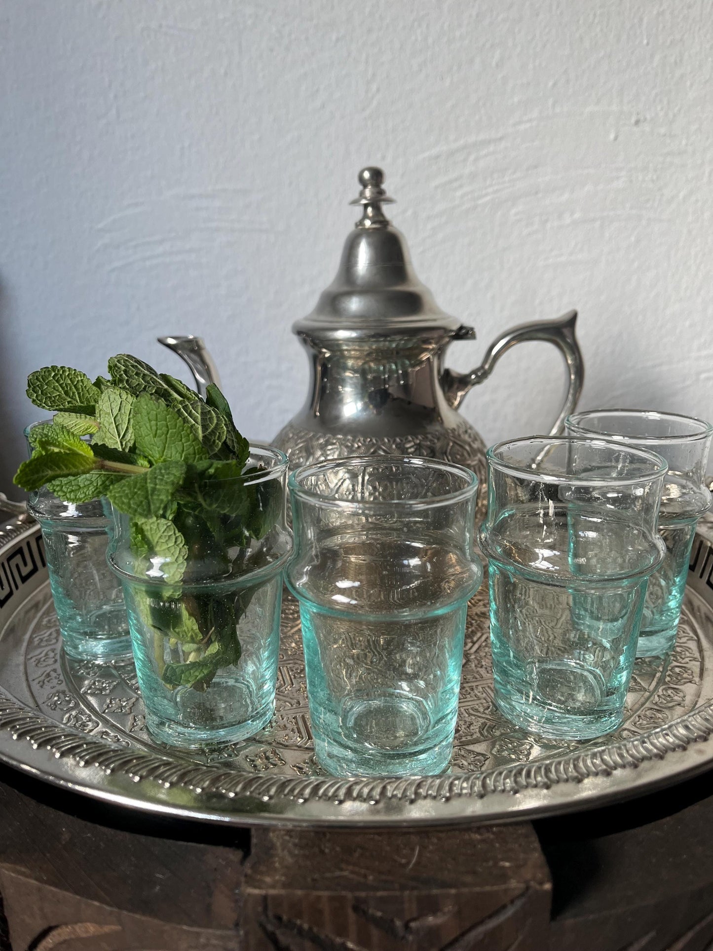 Handmade Moroccan Tea Glass, Set of 6 Beldi Glasses, Unique Kitchen Tea Cups, Clear Glass Mugs, High Quality Kitchen Accessories,