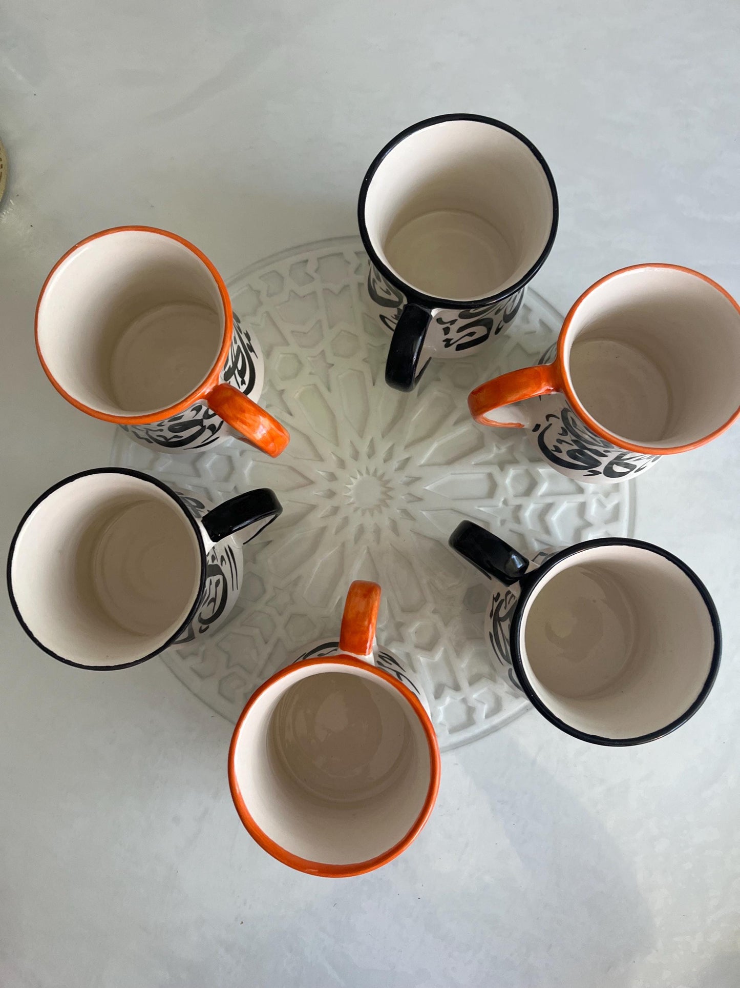 Mugs with Arabic Writing, Calligraphy Colorful Mugs, Beldi Moroccan Mugs