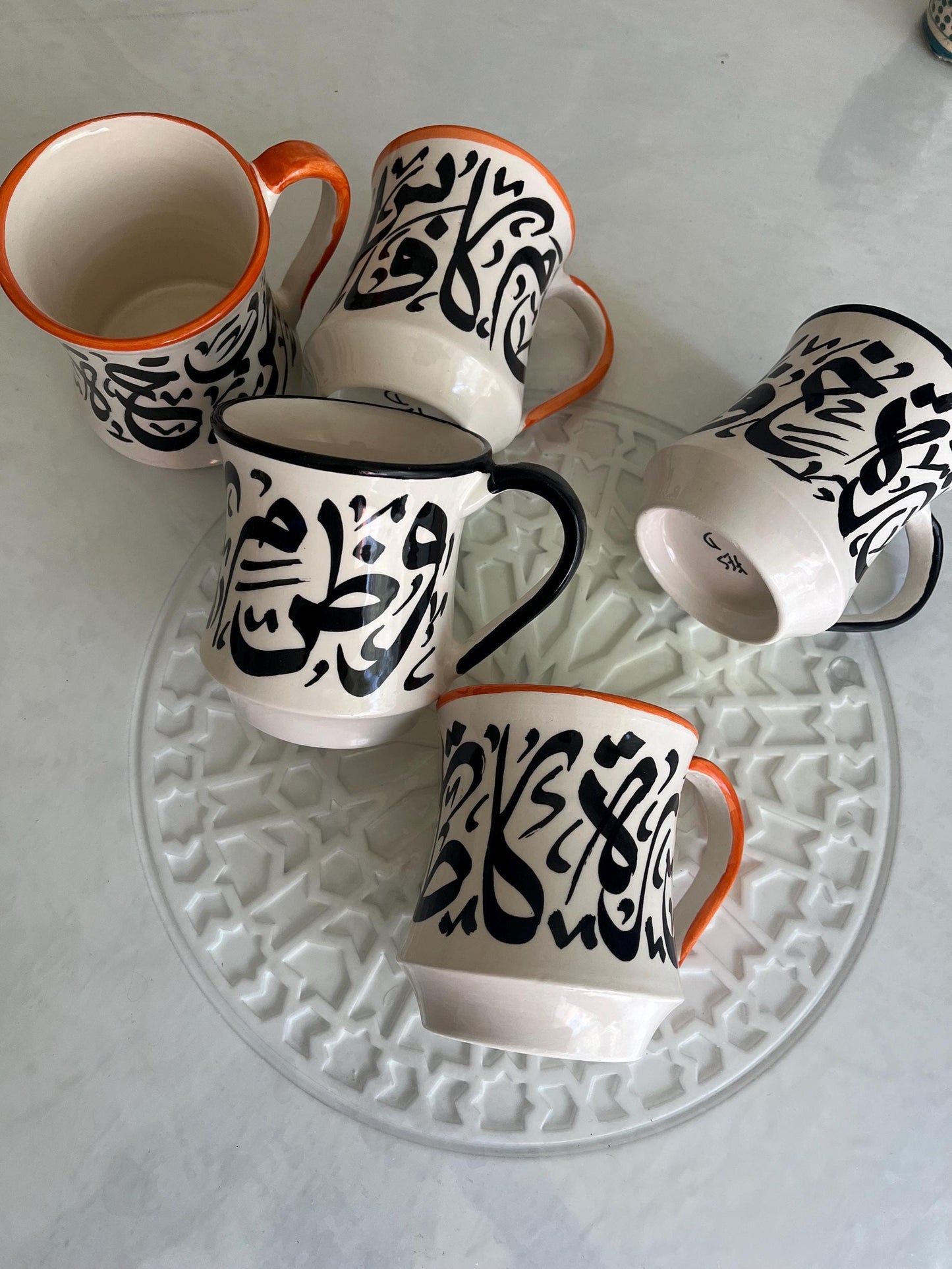 Mugs with Arabic Writing, Calligraphy Colorful Mugs, Beldi Moroccan Mugs