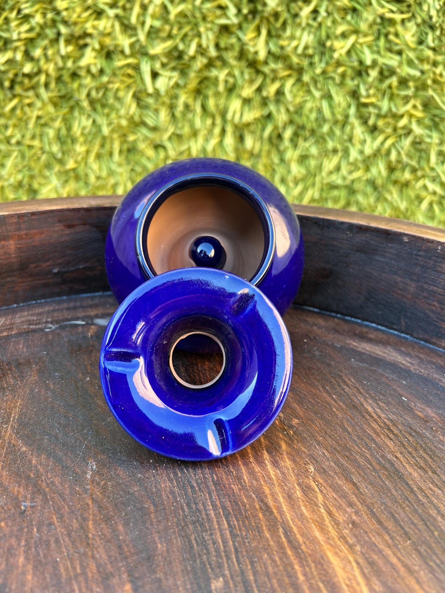 Elegant Moroccan Ashtray Lid- Handcrafted & Hand-Painted Pottery