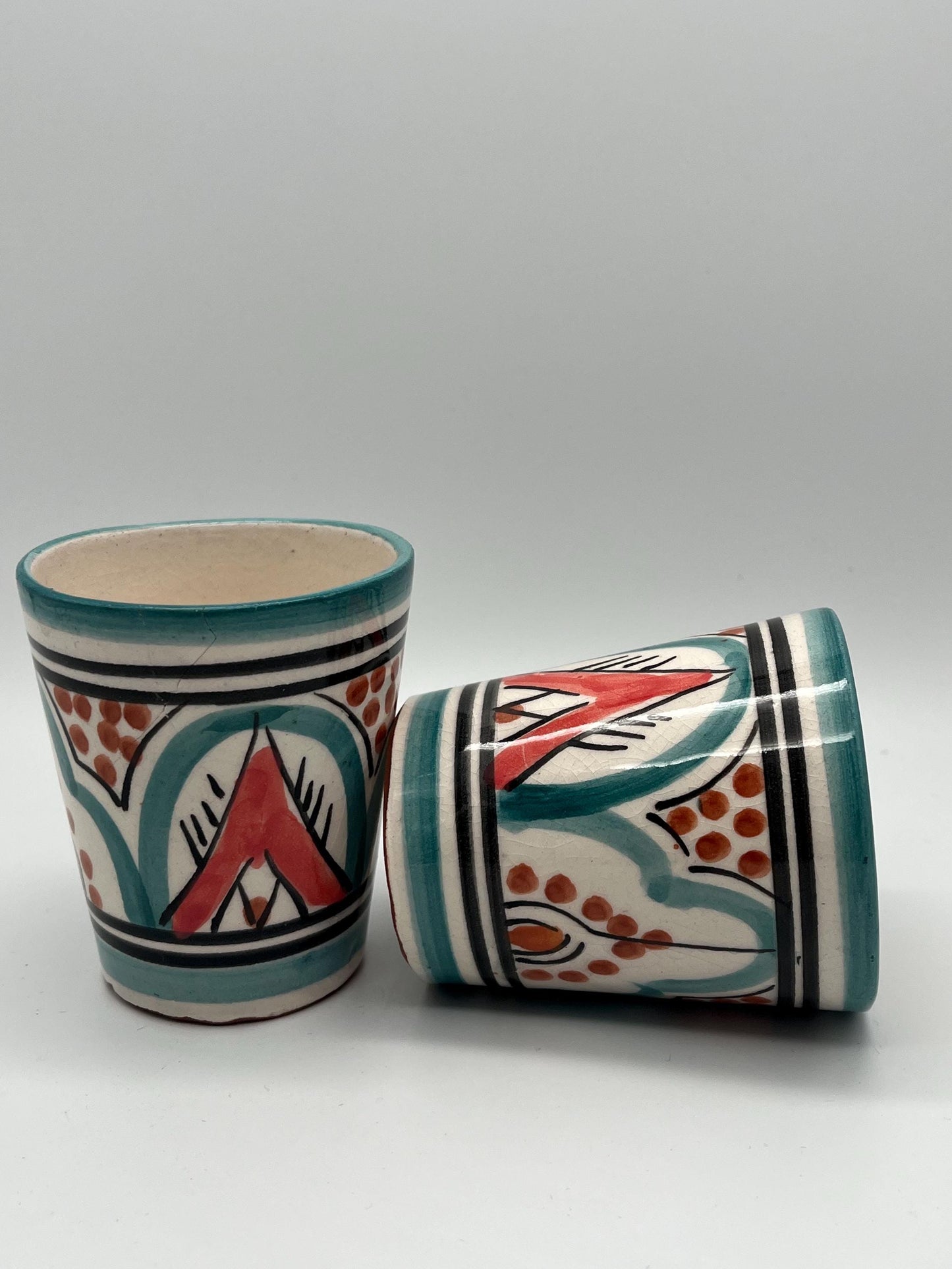 Set of 4 Red Clay Cups - Traditional Moroccan Craftsmanship - Perfect for Tea and Coffee - Beldi Mugs_Cups _Moroccan