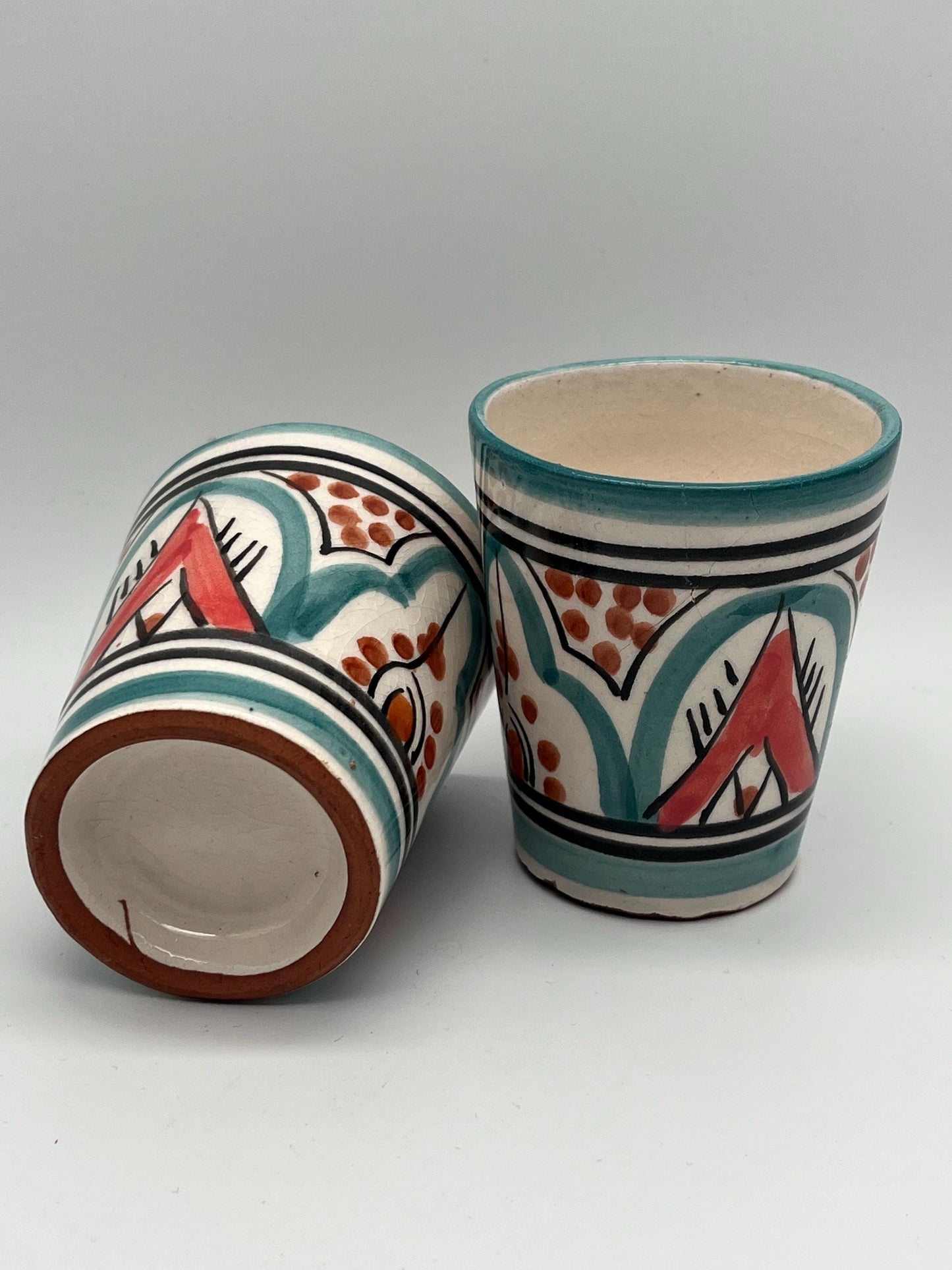 Set of 4 Red Clay Cups - Traditional Moroccan Craftsmanship - Perfect for Tea and Coffee - Beldi Mugs_Cups _Moroccan