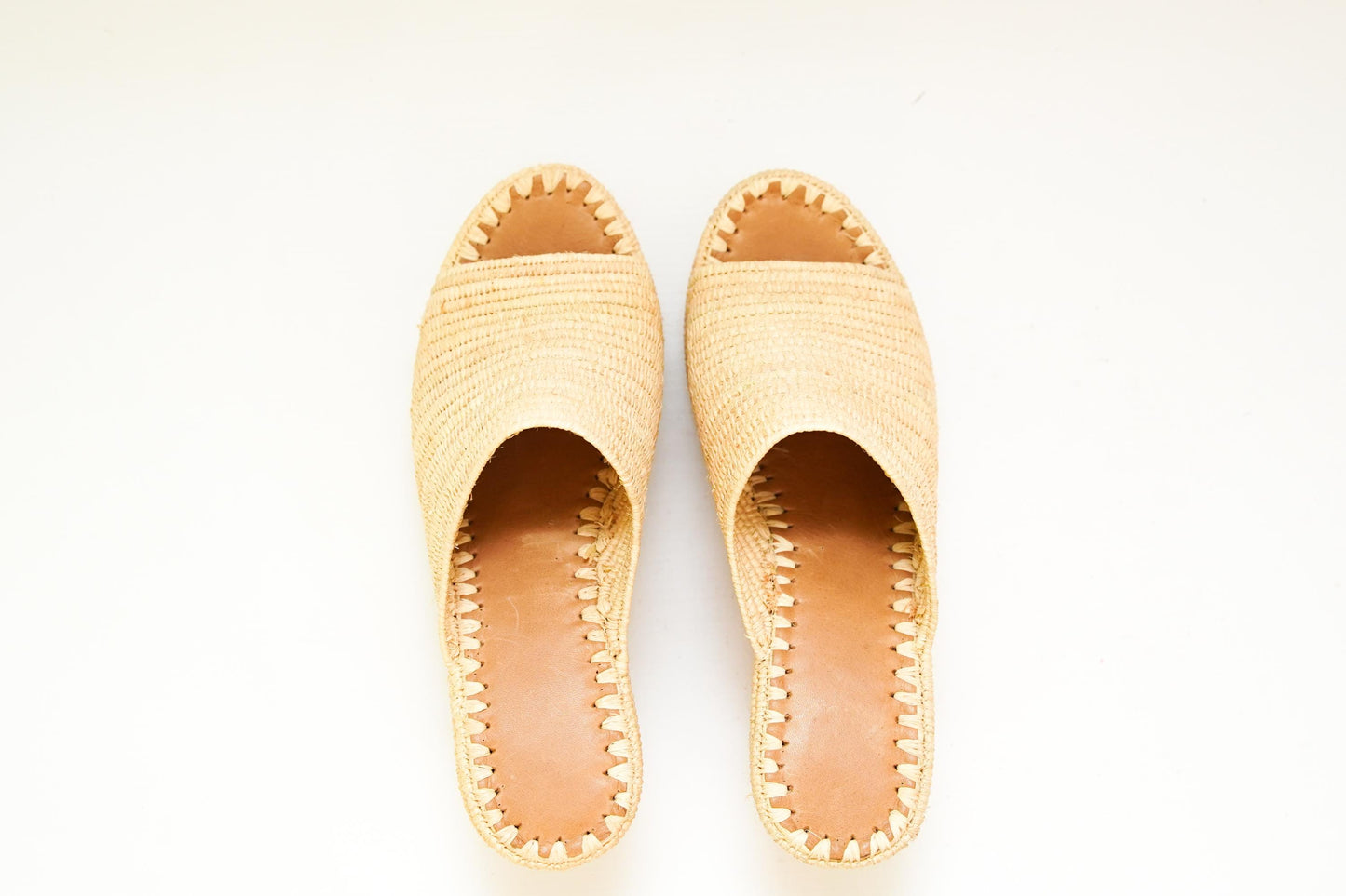 Handmade Raffia Slide Sandals, Comfortable, Lightweight Summer Shoes from Morocco