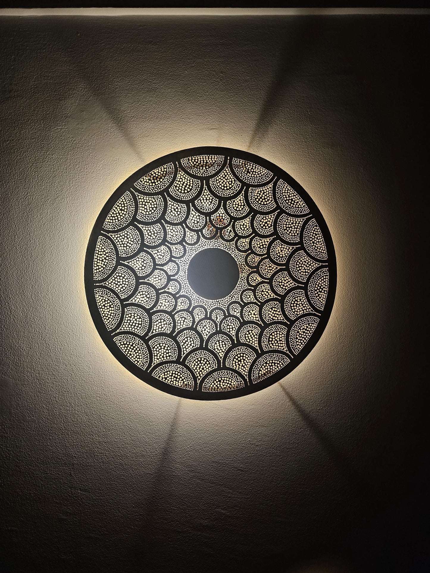 Moroccan round Brass Wall Sconce, Brass Wall Lamp