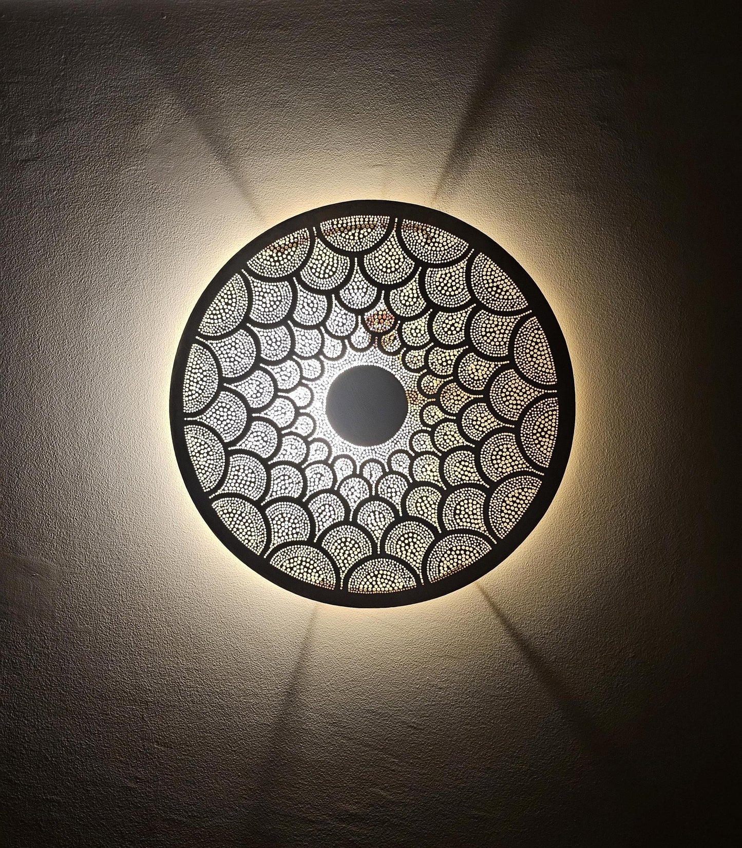 Moroccan round Brass Wall Sconce, Brass Wall Lamp
