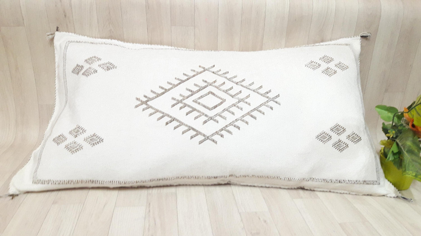 Cactus Silk Pillow Cover, Moroccan Boho Throw Pillow ,Hand Woven Berber Pillow, Sabra Cactus Silk Cushion Cover,Pillow,Cushion