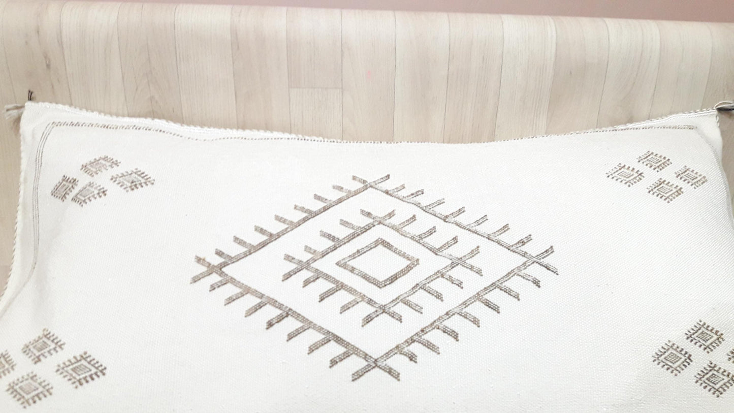 Cactus Silk Pillow Cover, Moroccan Boho Throw Pillow ,Hand Woven Berber Pillow, Sabra Cactus Silk Cushion Cover,Pillow,Cushion