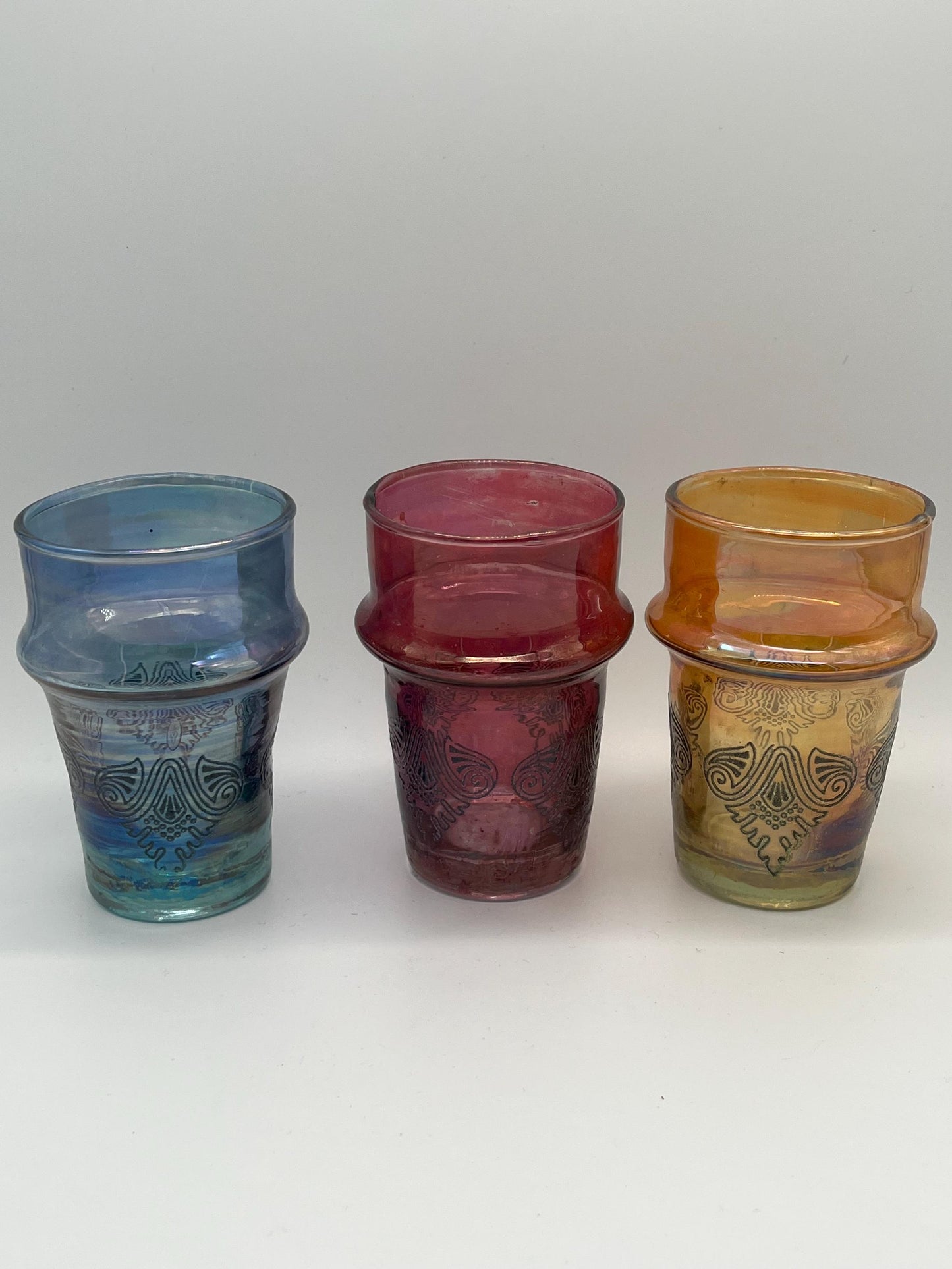 12 Colorful Moroccan Beldi Glasses, Handmade from Moroccan Craftsmanship