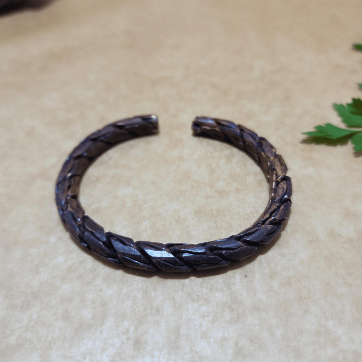 Heavy Oxidised Copper Bracelet – Thick Handforged Viking Bangle, Rugged Black Metal Cuff for Men, Adjustable Rustic Bracelet, Gift for Him