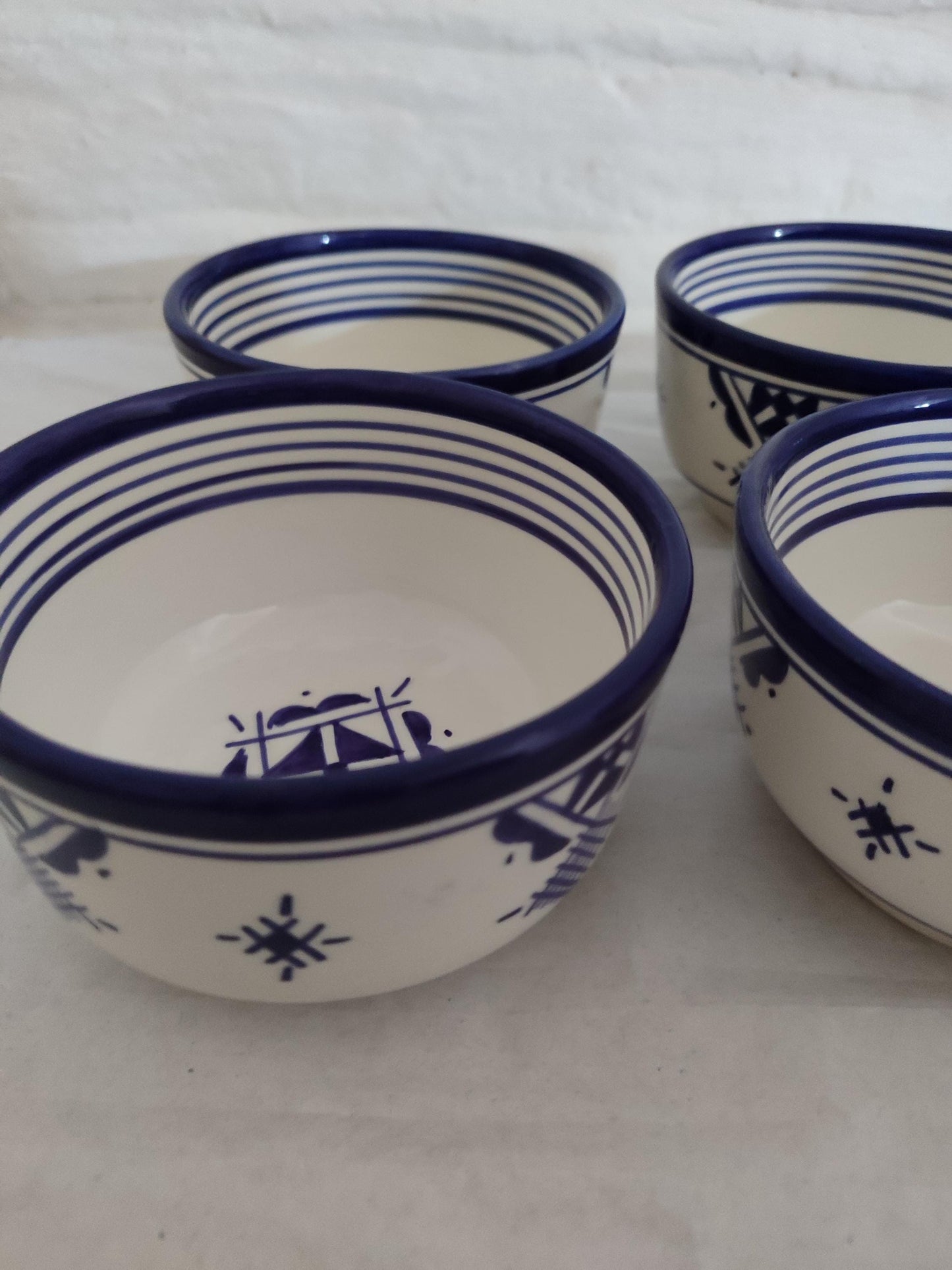 Set of Four Bowls, Moroccan Bowls, Handmade Ceramic Bowl, Clay Pottery Bowls, Dining Set, Pottery Soup Bowls, Matcha Kits Bamboo Whisk, Gift