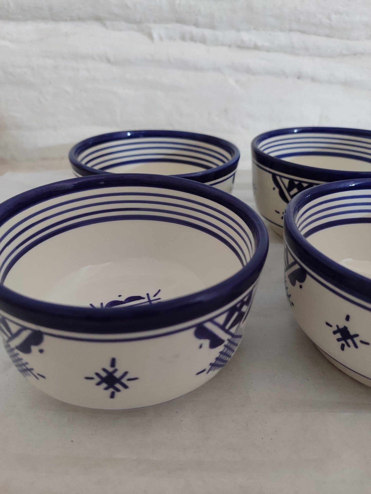 Set of Four Bowls, Moroccan Bowls, Handmade Ceramic Bowl, Clay Pottery Bowls, Dining Set, Pottery Soup Bowls, Matcha Kits Bamboo Whisk, Gift