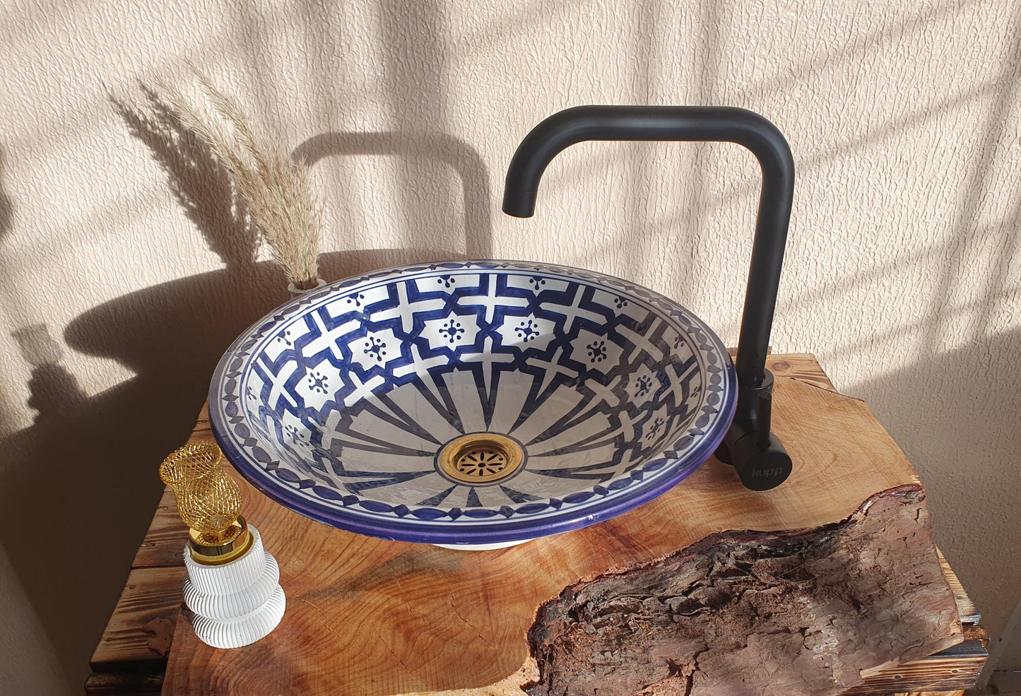 Blue Ceramic Bathroom Sink - Moroccan Bathroom Washbasin +Free Gifts