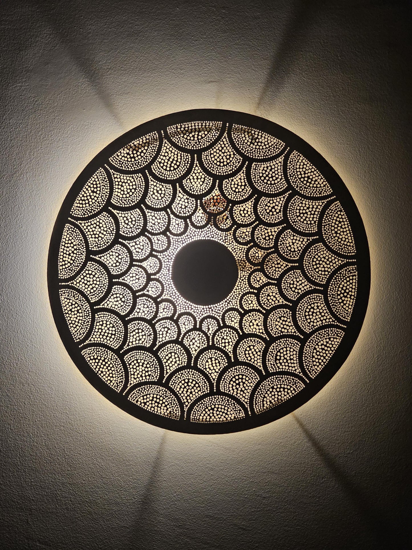 Moroccan round Brass Wall Sconce, Brass Wall Lamp