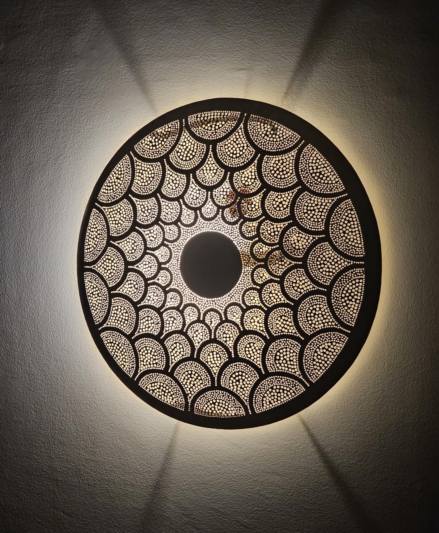 Moroccan round Brass Wall Sconce, Brass Wall Lamp