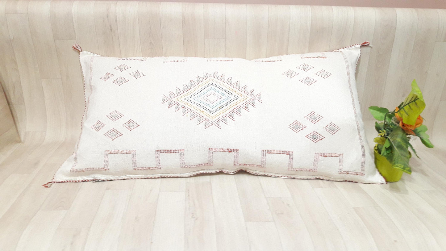 50% off Cactus Silk Pillow Cover, Moroccan Boho Throw Pillow ,Hand Woven Berber Pillow, Sabra Cactus Silk Cushion Cover,Pillow,Cushion