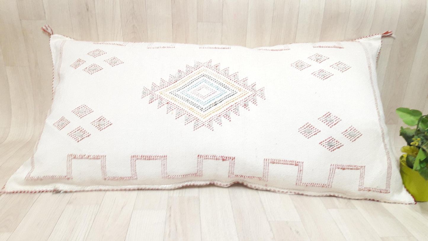 50% off Cactus Silk Pillow Cover, Moroccan Boho Throw Pillow ,Hand Woven Berber Pillow, Sabra Cactus Silk Cushion Cover,Pillow,Cushion