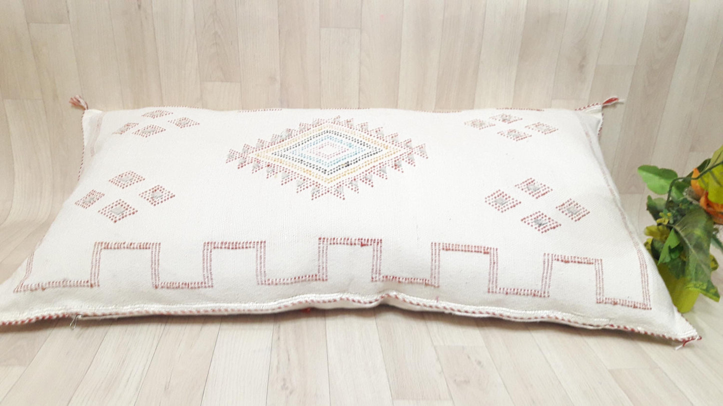 50% off Cactus Silk Pillow Cover, Moroccan Boho Throw Pillow ,Hand Woven Berber Pillow, Sabra Cactus Silk Cushion Cover,Pillow,Cushion
