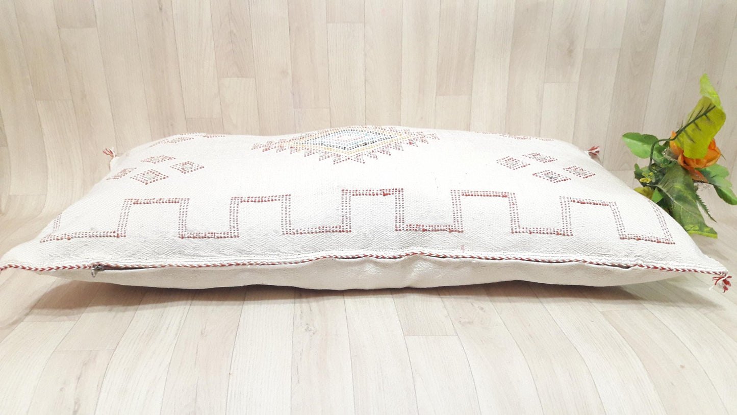 50% off Cactus Silk Pillow Cover, Moroccan Boho Throw Pillow ,Hand Woven Berber Pillow, Sabra Cactus Silk Cushion Cover,Pillow,Cushion