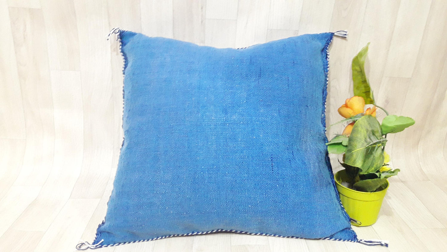 Cactus Silk Pillow Cover,Moroccan Boho Throw Pillow,Hand Woven Berber Pillow,Decorative Sabra Cactus Silk Cushion Cover.Lumbar Pillow