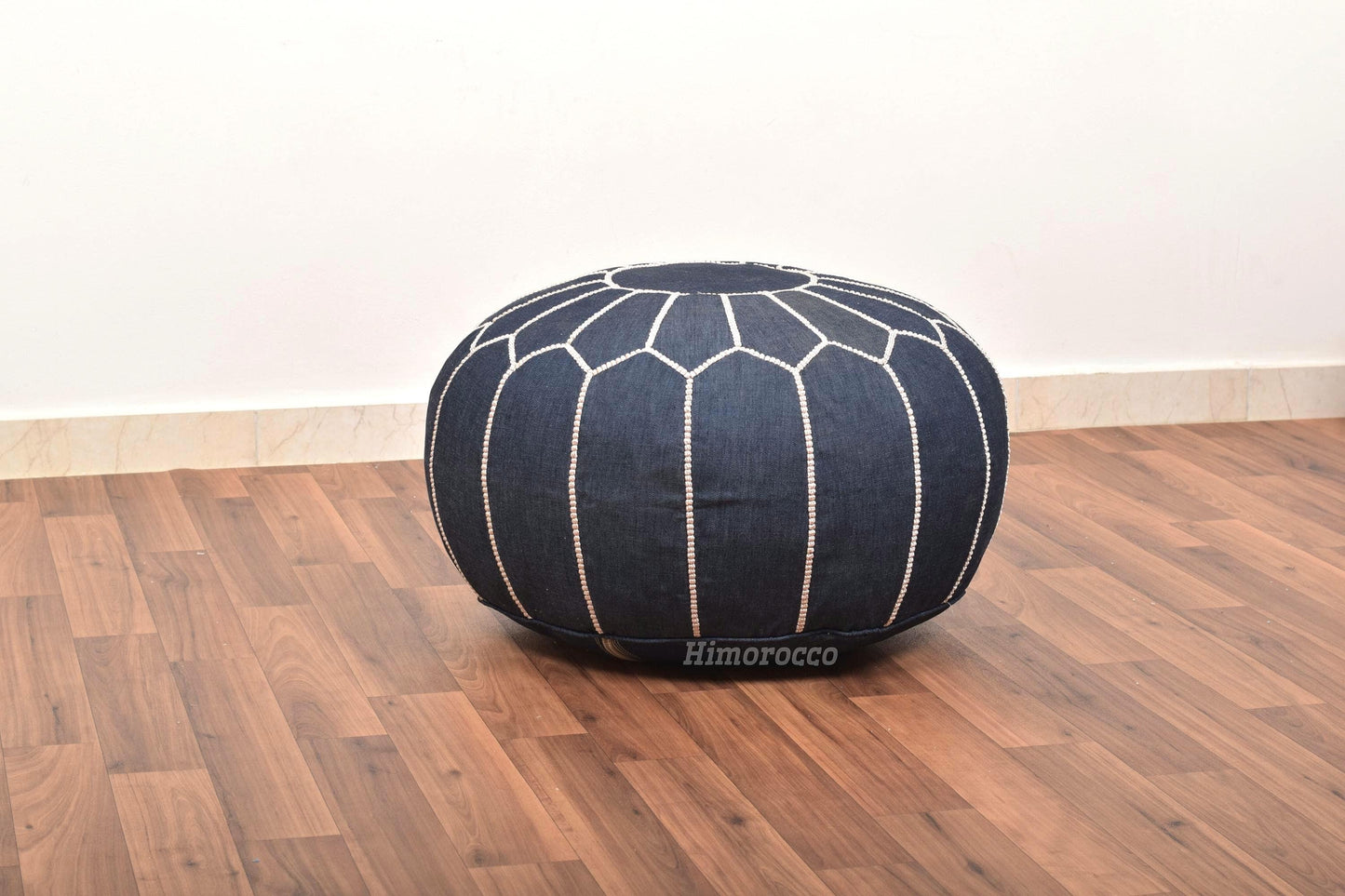 Stuffed Moroccan Denim Blue Jean Pouf