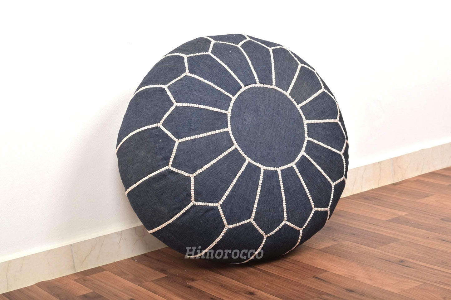 Stuffed Moroccan Denim Blue Jean Pouf
