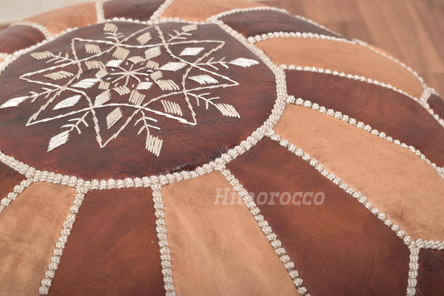 Stuffed Oil Moroccan Leather Pouf - Handmade Genuine Leather - Ottoman Footstool Hassock