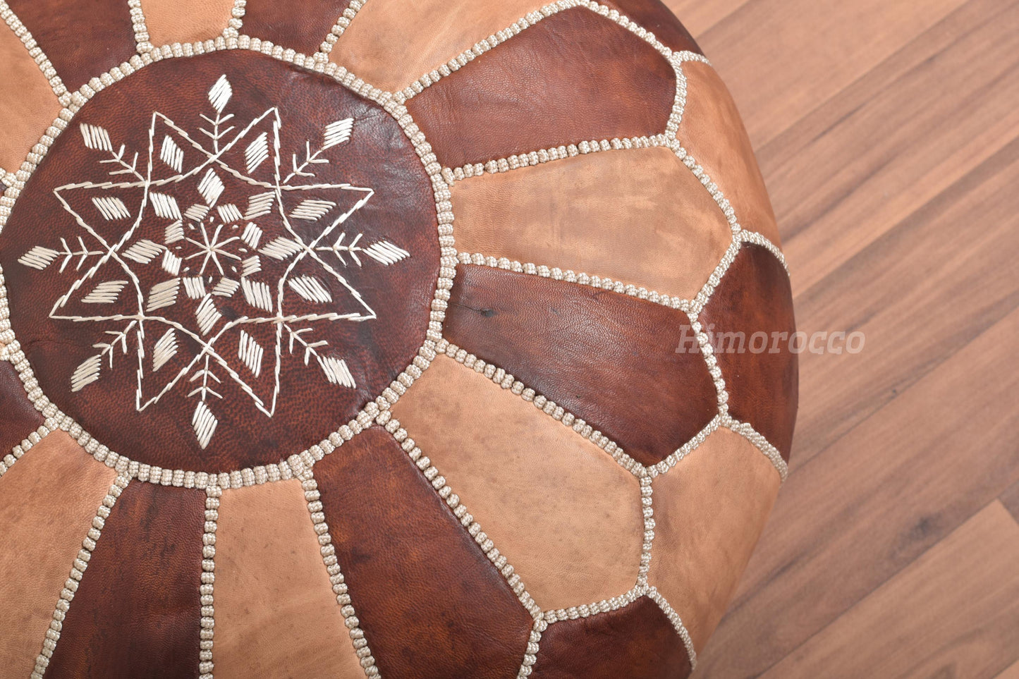 Stuffed Oil Moroccan Leather Pouf - Handmade Genuine Leather - Ottoman Footstool Hassock