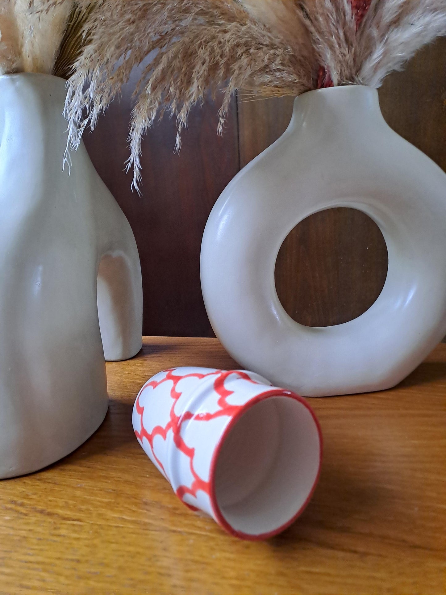 Handmade Moroccan Cup 9Cm/3.5In | Ceramic Tea & Coffee Cup | Small Berber Pottery Mug | Red Pattern Espresso Cup | Boho Kitchen Decor Gift