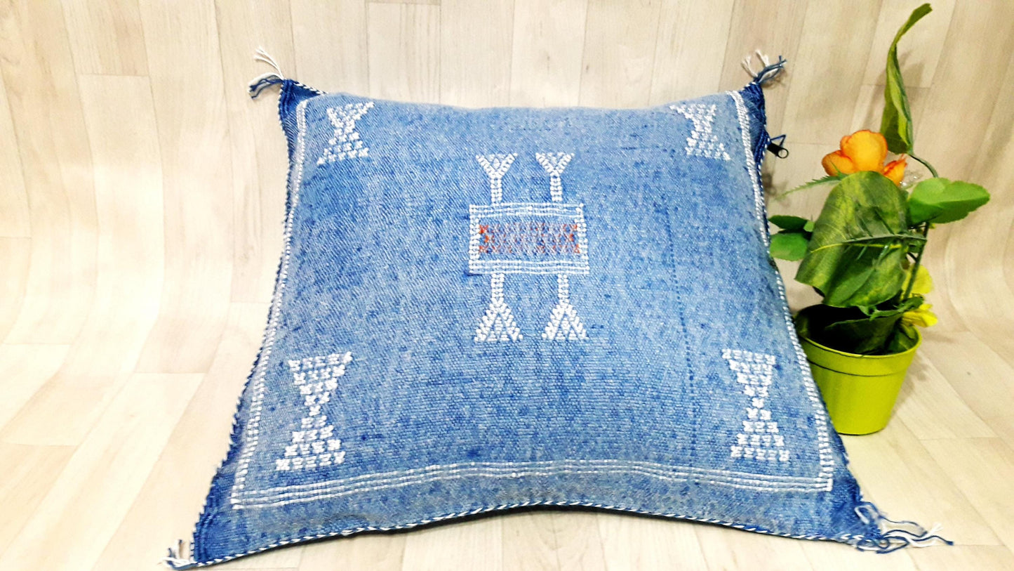 50% off Cactus Silk Pillow Cover, Moroccan Boho Throw Pillow ,Hand Woven Berber Pillow, Sabra Cactus Silk Cushion Cover,Pillow,Cushion