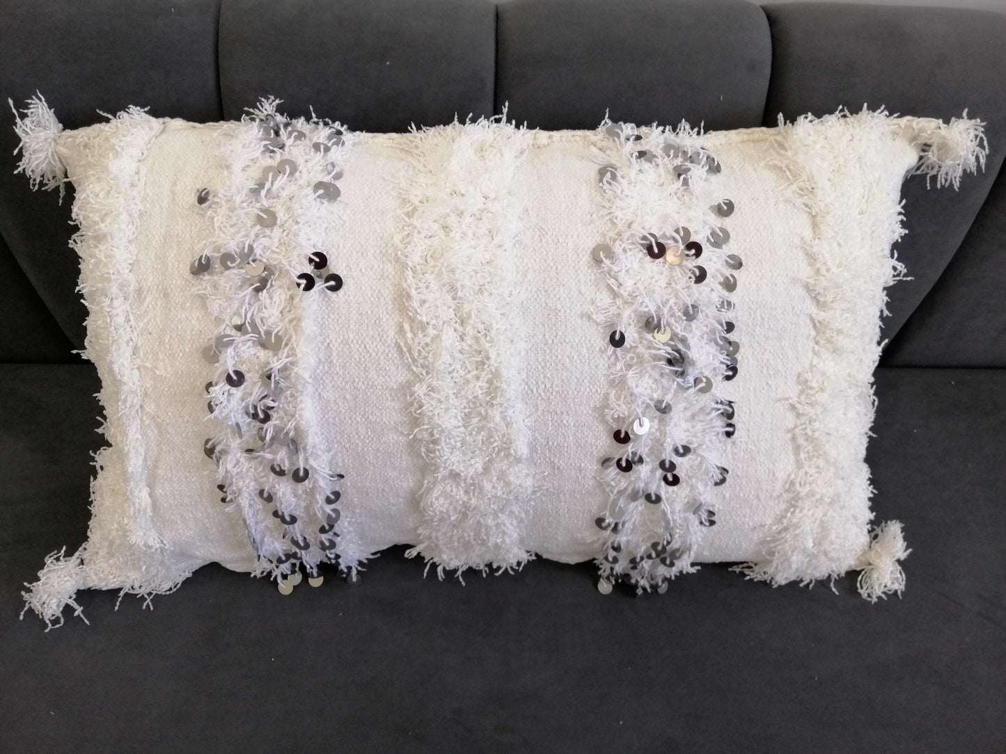 Gorgeous Moroccan Pillows Handmade Cushion Shaggy Berber Pillows Moroccan Sofa White Pillow