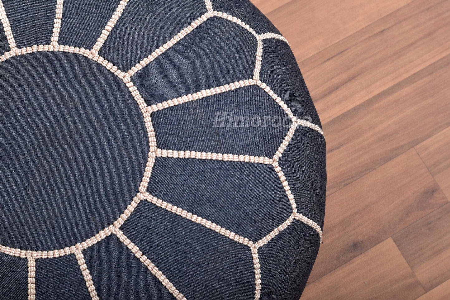 Stuffed Moroccan Denim Blue Jean Pouf