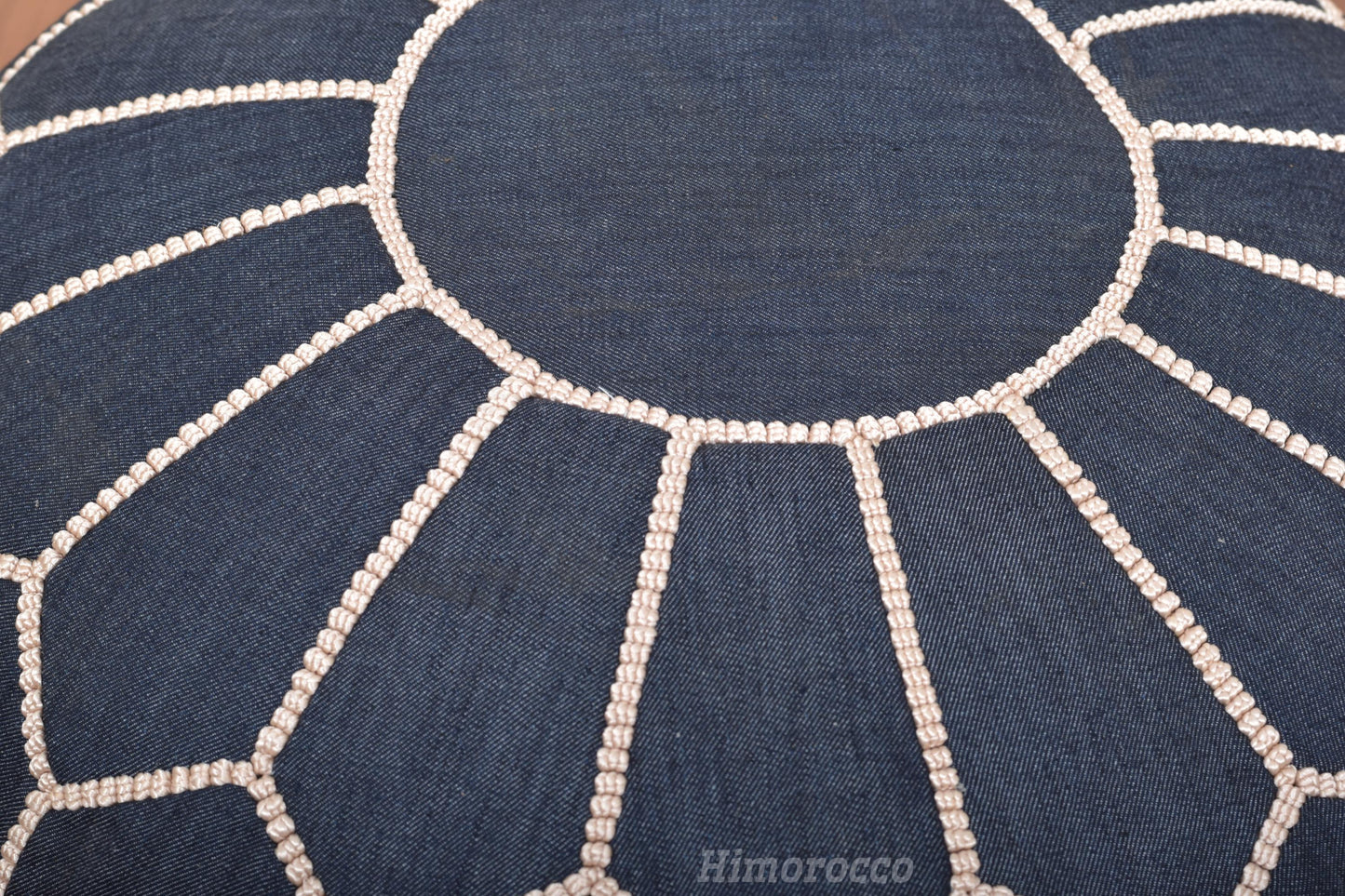 Stuffed Moroccan Denim Blue Jean Pouf