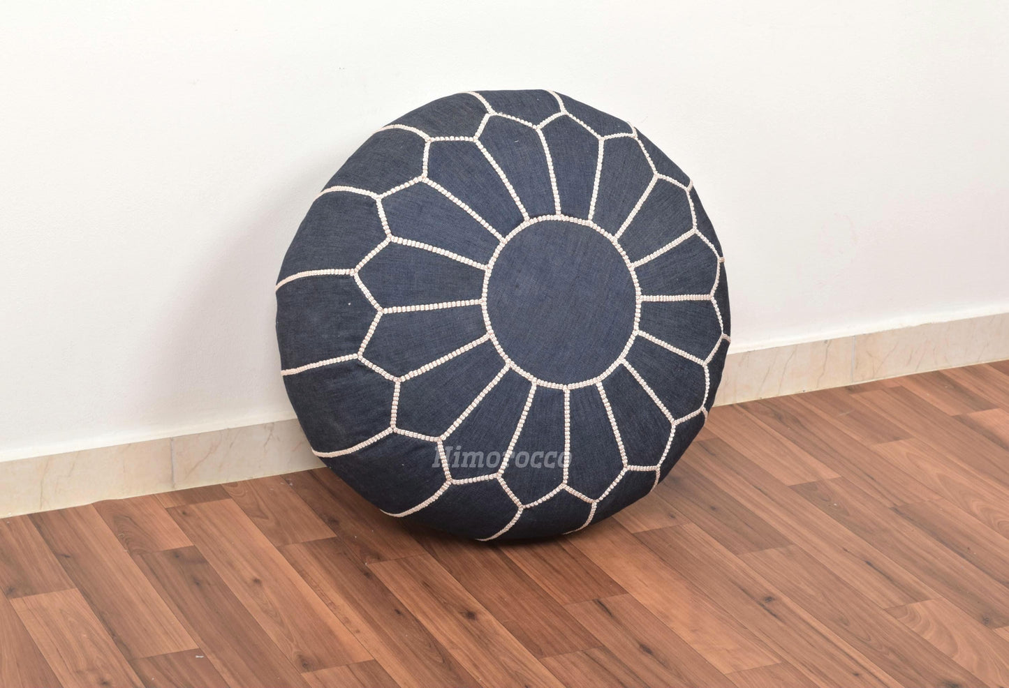 Stuffed Moroccan Denim Blue Jean Pouf
