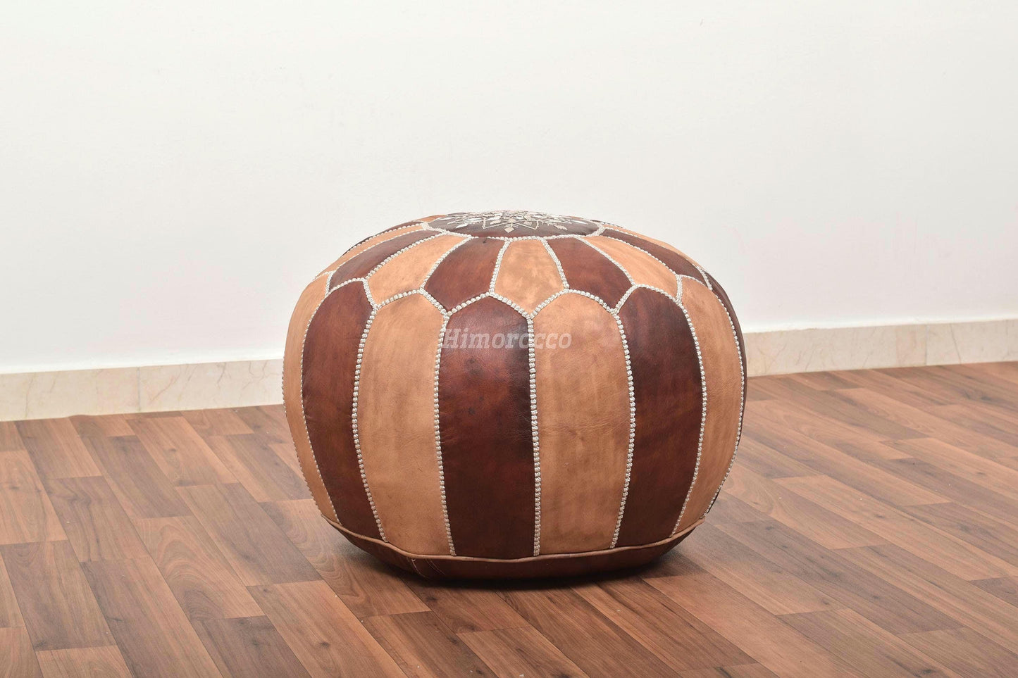 Stuffed Oil Moroccan Leather Pouf - Handmade Genuine Leather - Ottoman Footstool Hassock