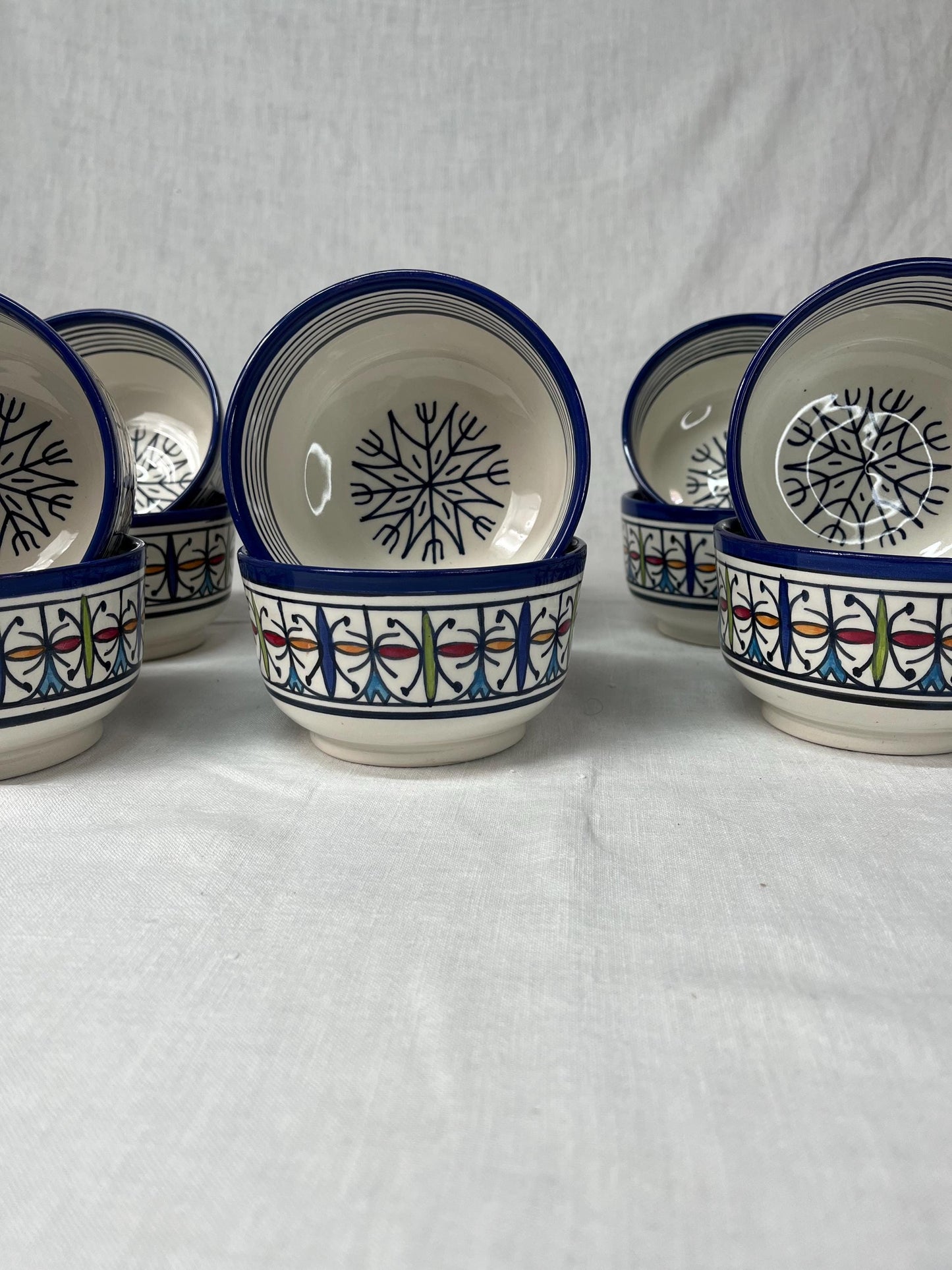 Beautiful Soup Bowl Made of Moroccan Ceramic Fes, White Clay, 13 Cm (Handmade)