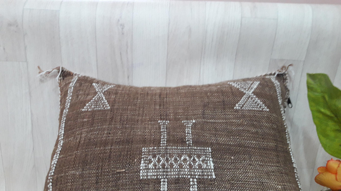 50% off Cactus Silk Pillow Cover, Moroccan Boho Throw Pillow ,Hand Woven Berber Pillow, Sabra Cactus Silk Cushion Cover,Pillow,Cushion