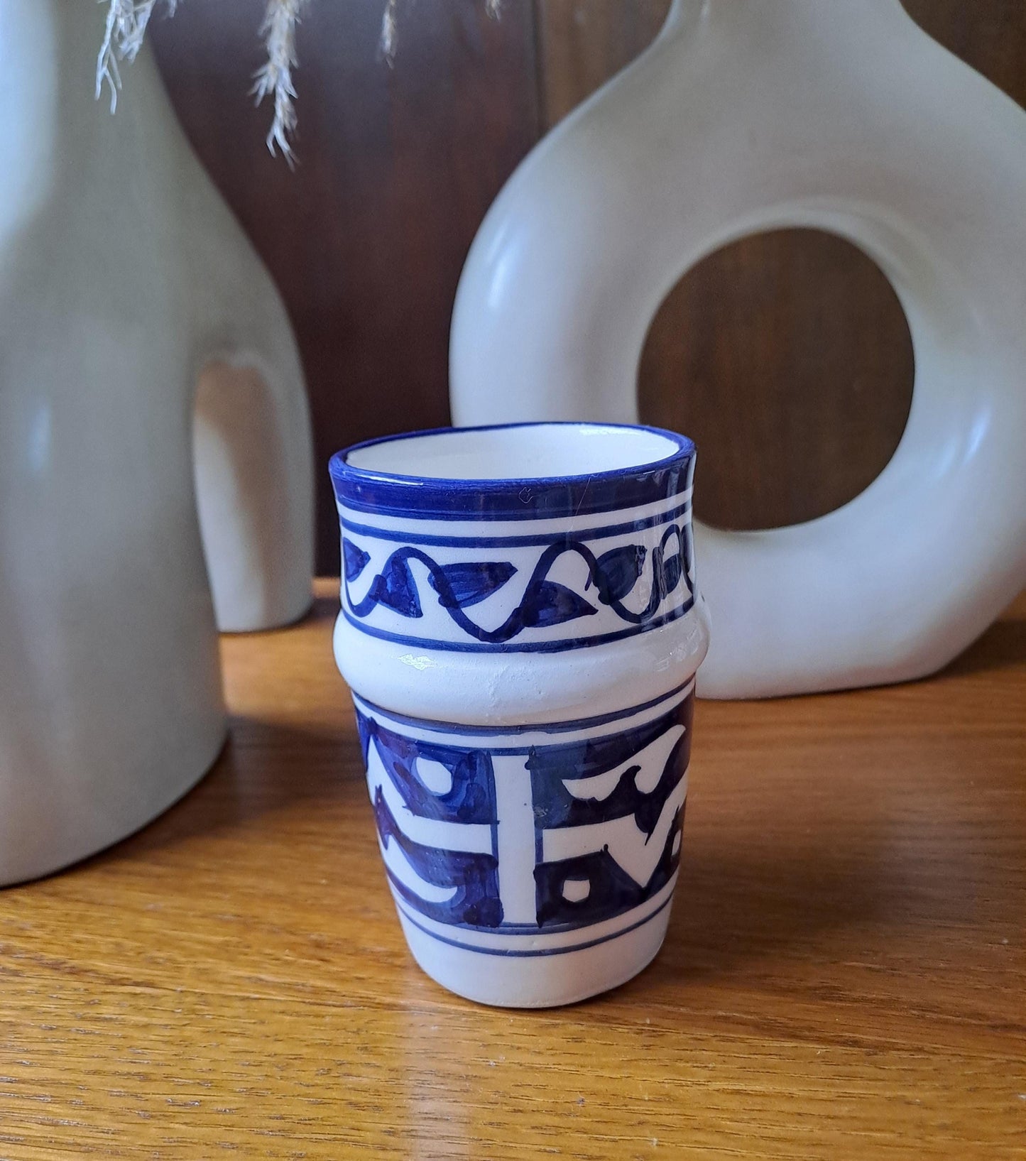 Handmade Moroccan Cup 9Cm/3.5In | Ceramic Tea & Coffee Cup | Small Berber Pottery Mug | Blue Espresso Cup | Boho Kitchen Decor Gift