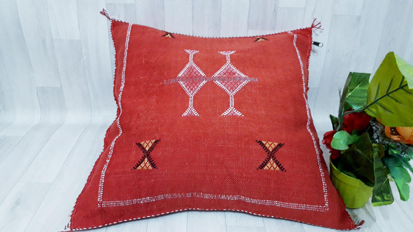 Red/Orange Cactus Silk Pillow Cover, Moroccan Sabra Cushion Cover , Boho Cushion, Sabra Cactus Silk Cushion,Home Decor
